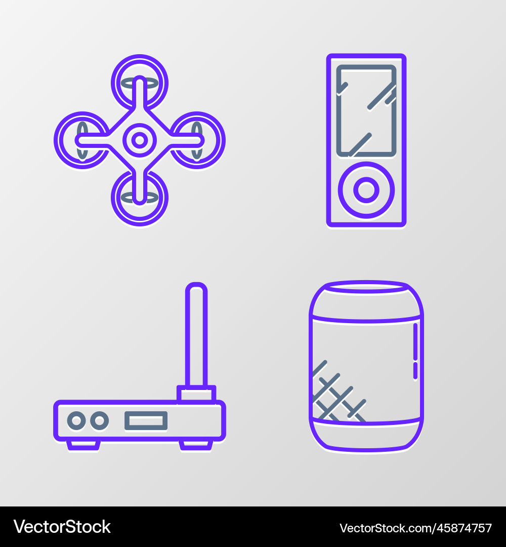 Set line voice assistant router and wi-fi signal vector image