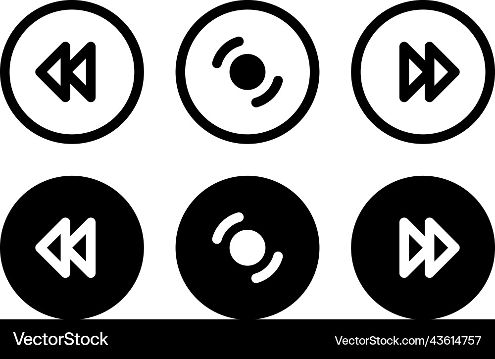 Set of media player icons in modern style Vector Image