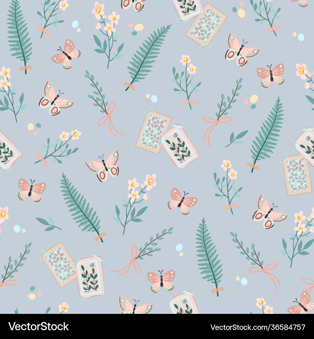 Spring seamless pattern with butterflies Spring seamless pattern with butterflies vector image
