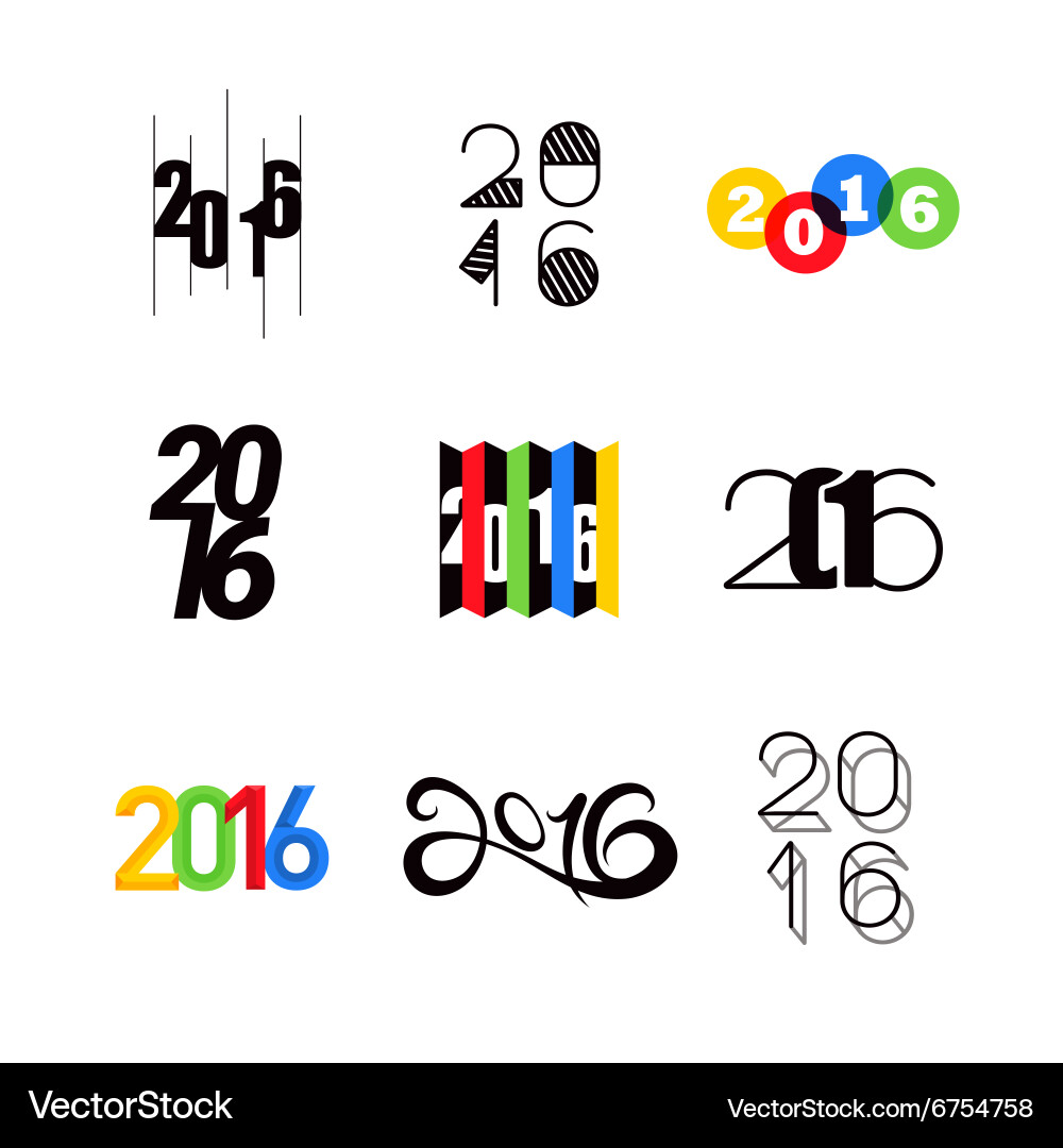 2016 happy new year number text design Vector Image