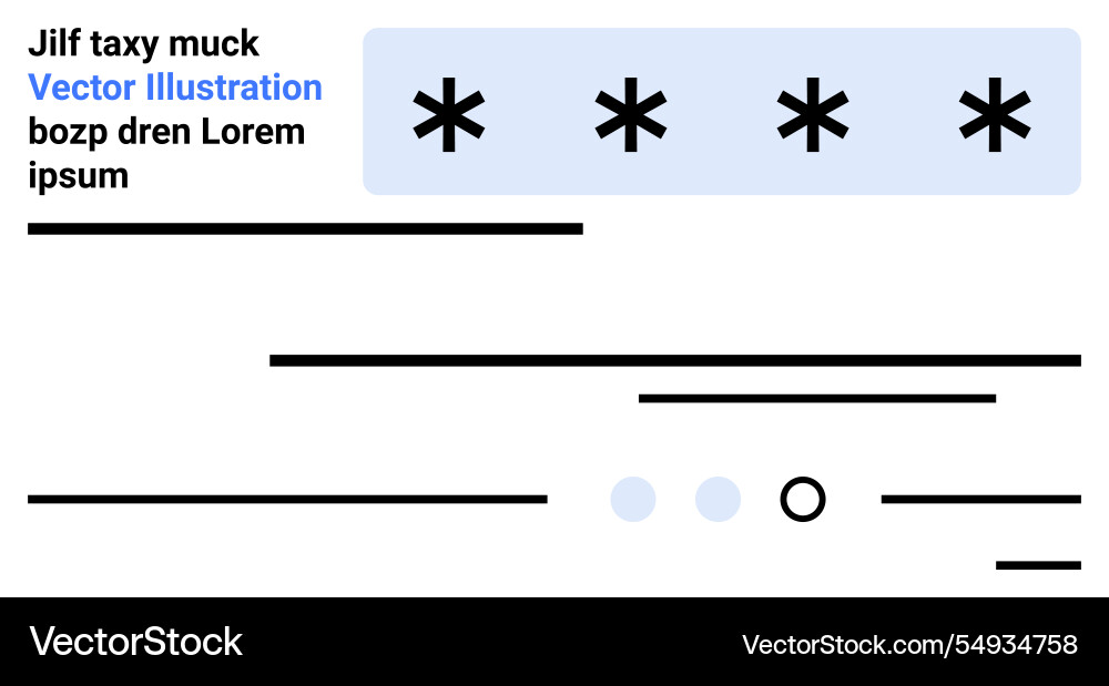 Abstract password entry interface with asterisks Vector Image