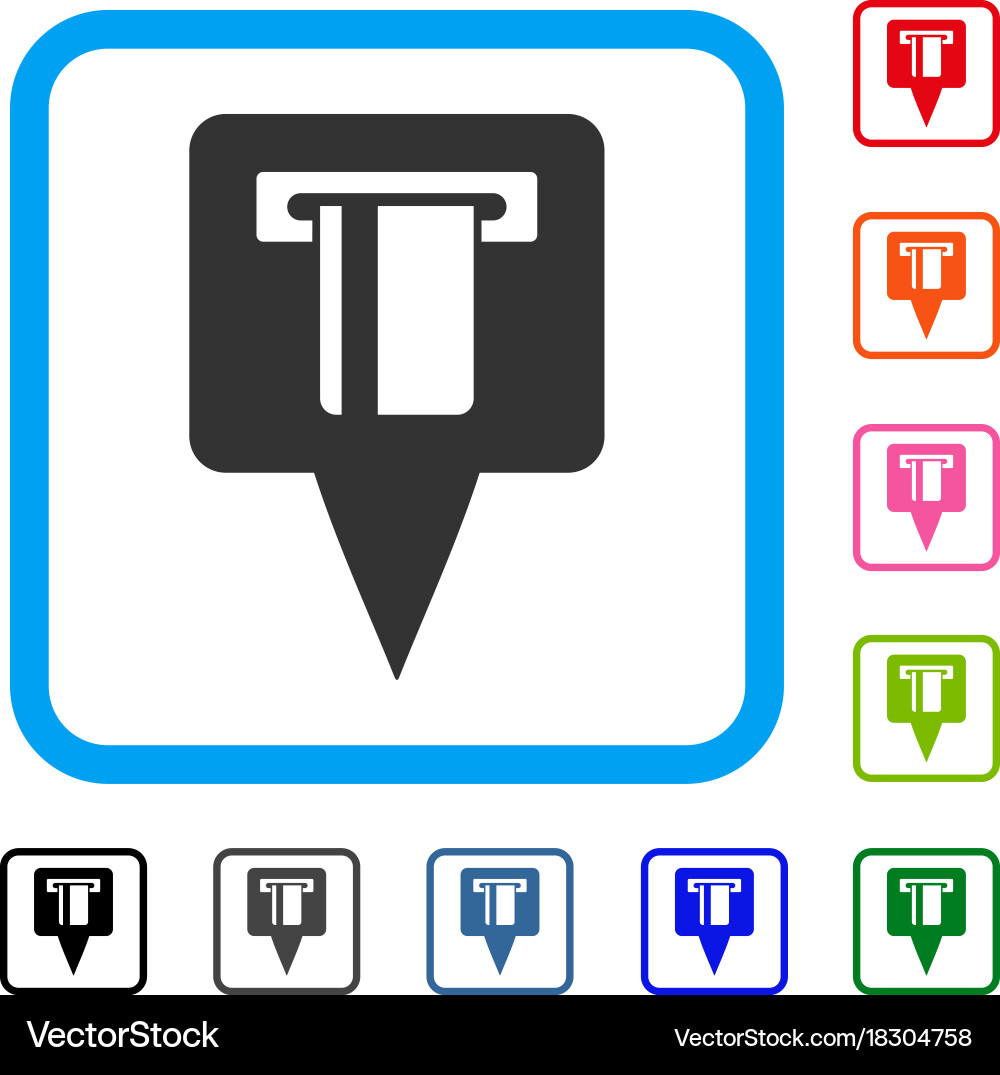 Atm machine map pointer framed icon vector image