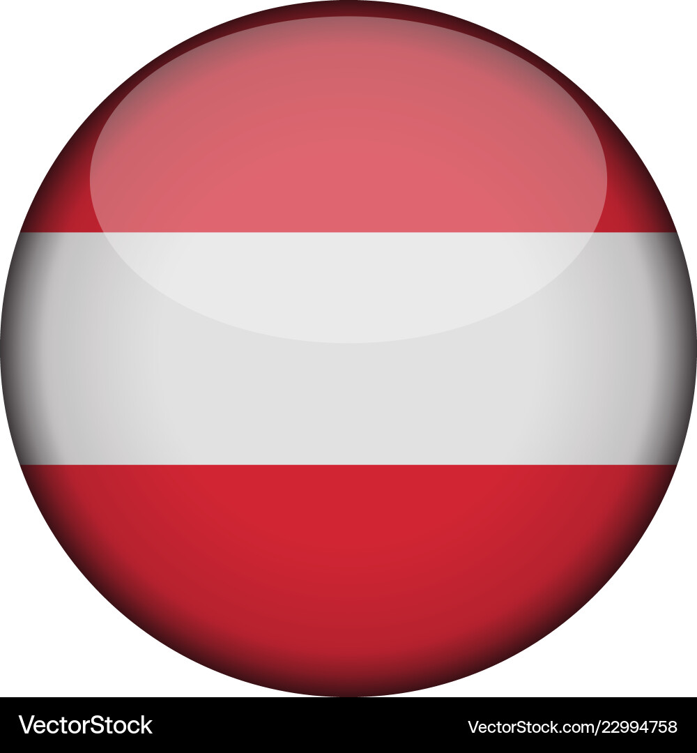 Austria flag in glossy round button of icon vector image