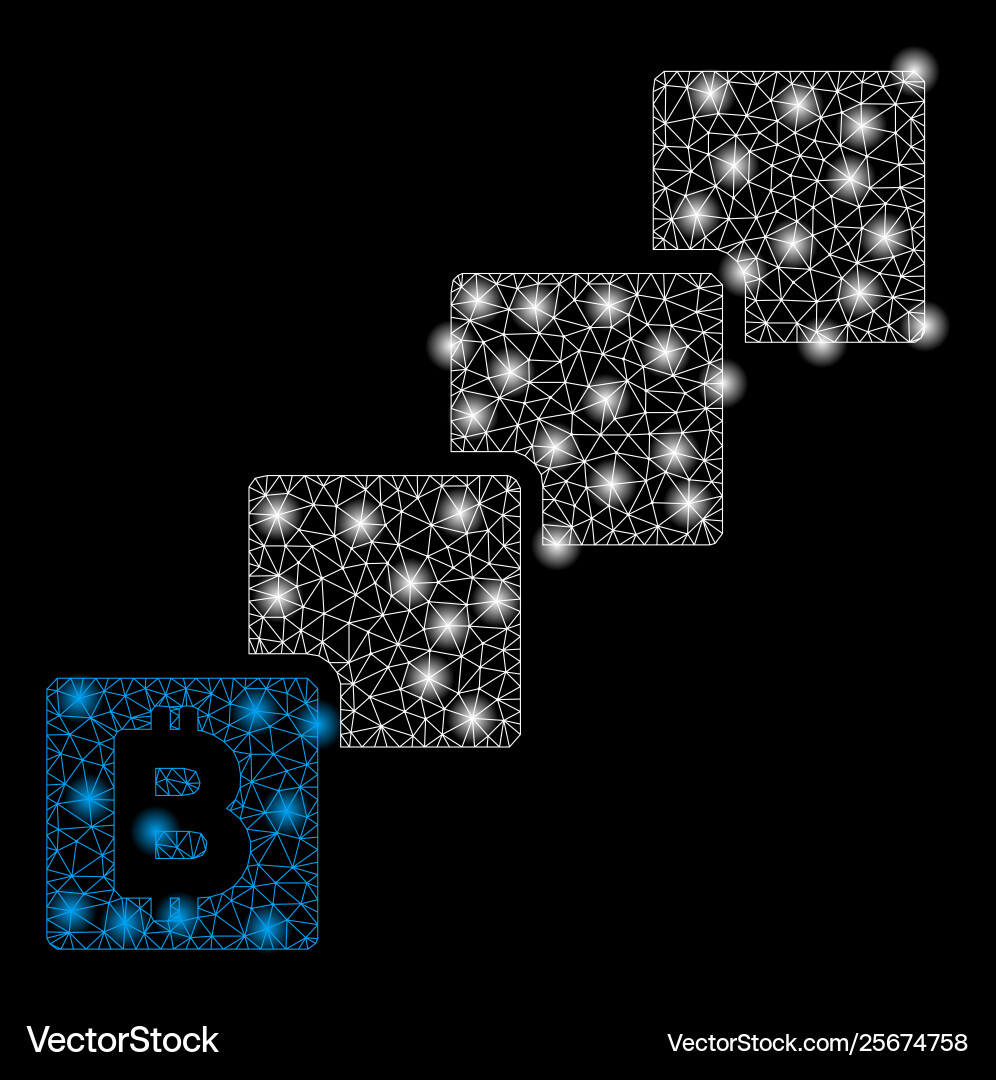 Bright mesh network bitcoin blockchain with light Bright mesh network bitcoin blockchain with light vector image