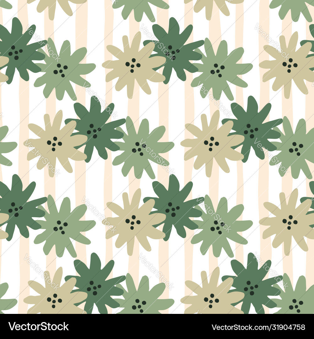 Chamomiles flowers seamless pattern on lines Chamomiles flowers seamless pattern on lines vector image