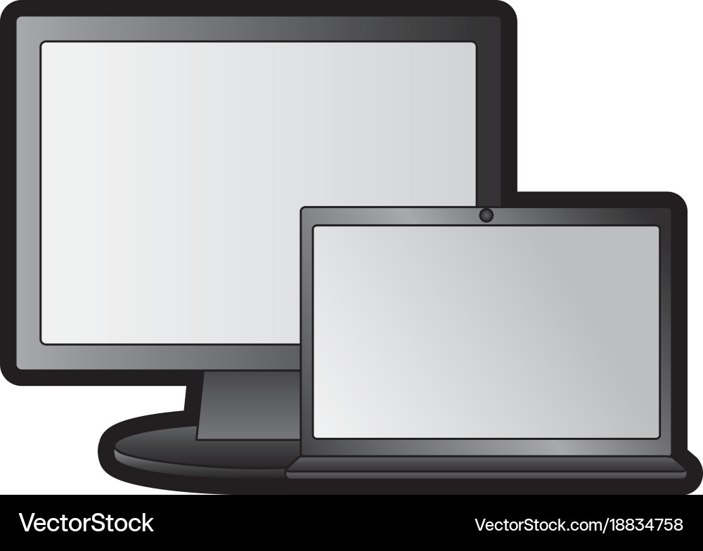 Computer monitor with laptop icon image Vector Image