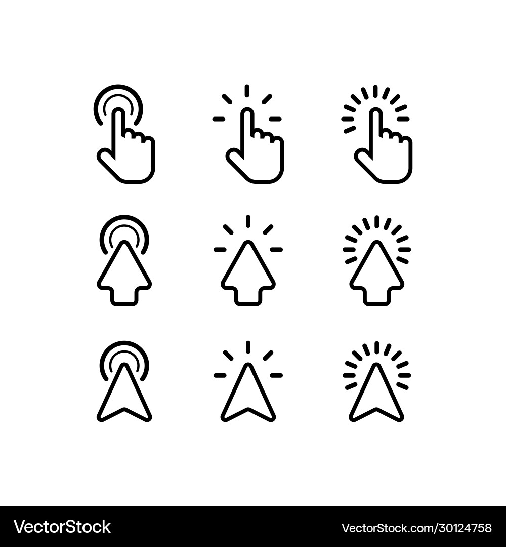 Cursor arrows and computer mouses with clicking Cursor arrows and computer mouses with clicking vector image