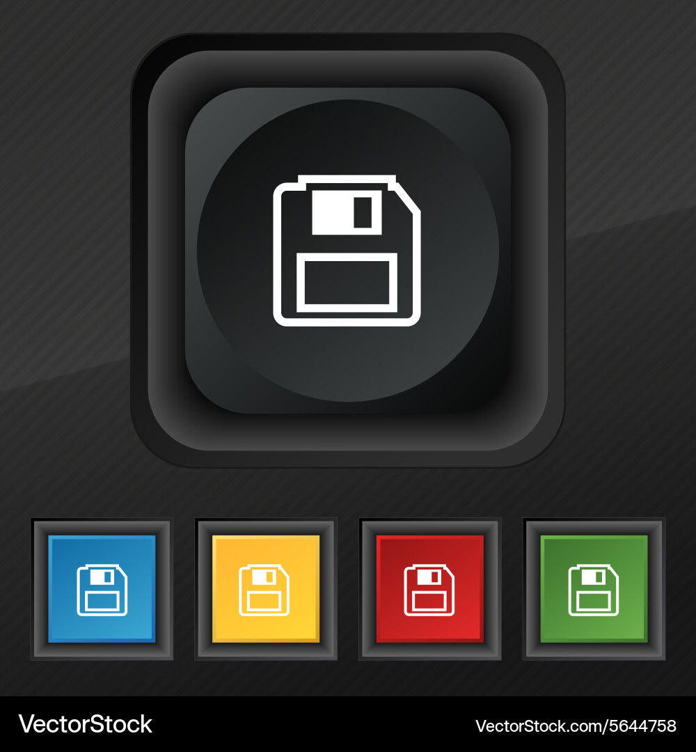 Floppy disk icon symbol set of five colorful Vector Image