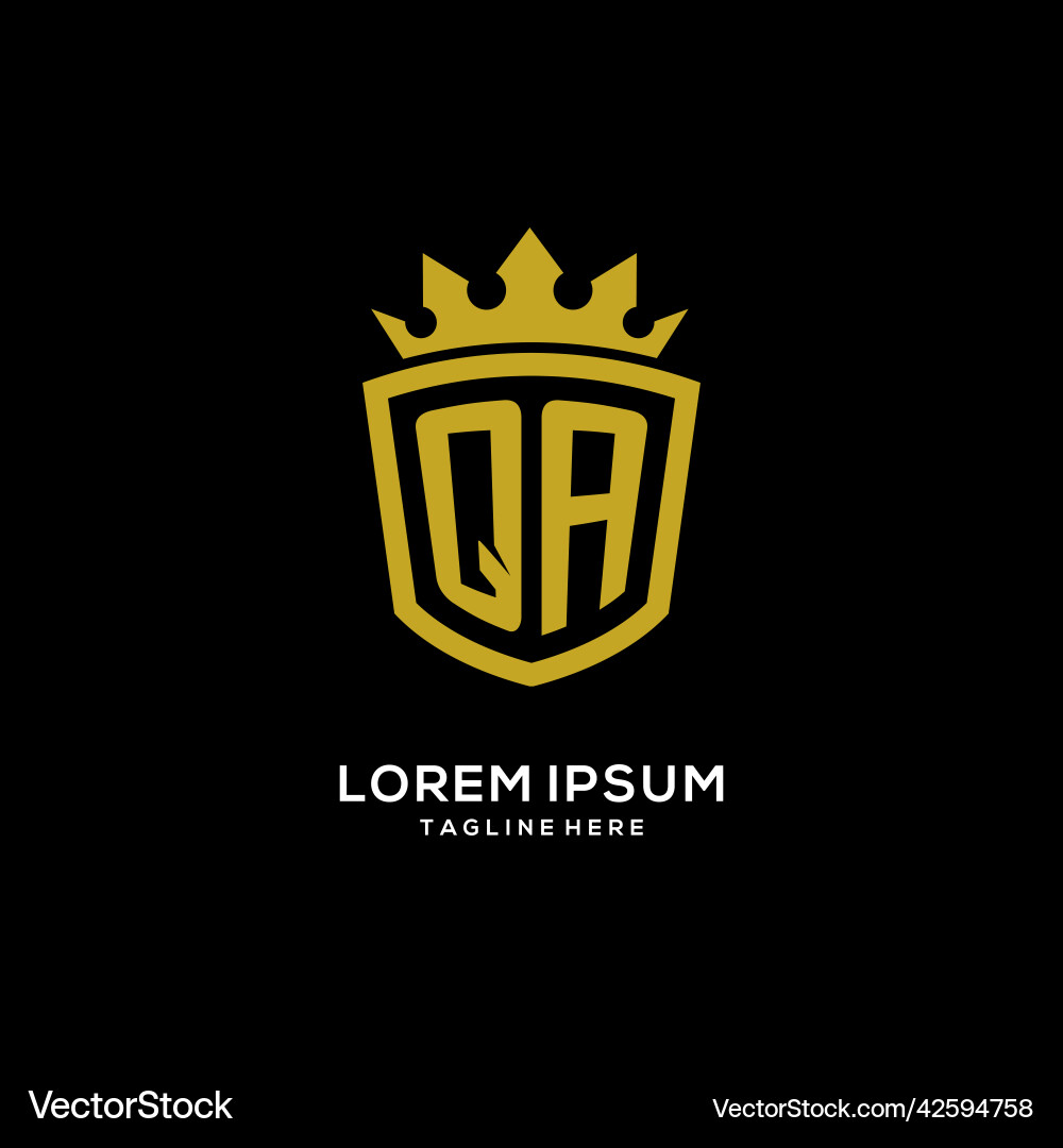 Initial qa logo shield crown style luxury elegant vector image