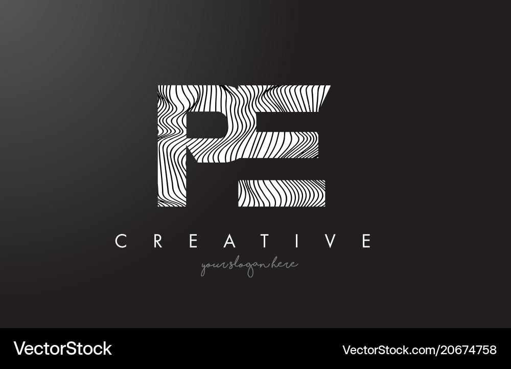 Pe p e letter logo with zebra lines texture Vector Image