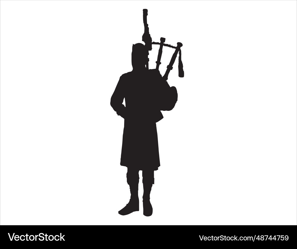 Bagpipe player silhouette art Bagpipe player silhouette art vector image