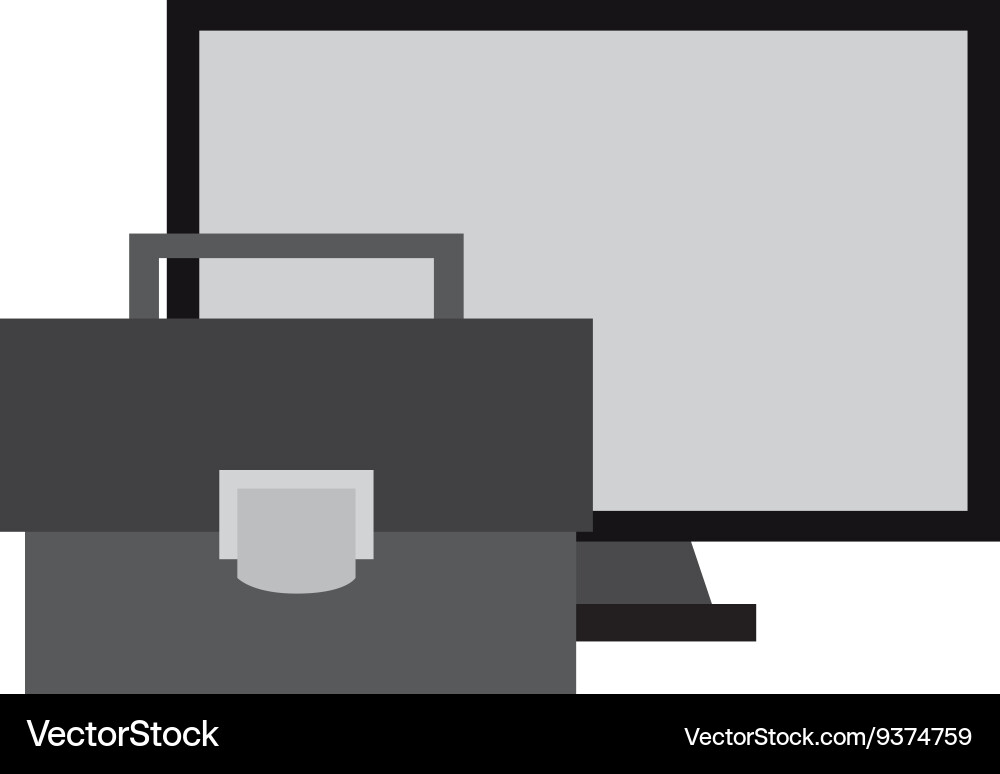 Briefcase and computer monitor vector image