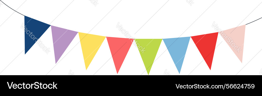 Bunting little flags hanging on string isolated Bunting little flags hanging on string isolated vector image