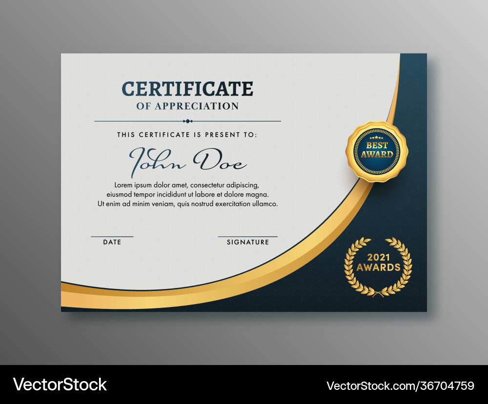 Certificate appreciation template layout Certificate appreciation template layout Vector Image