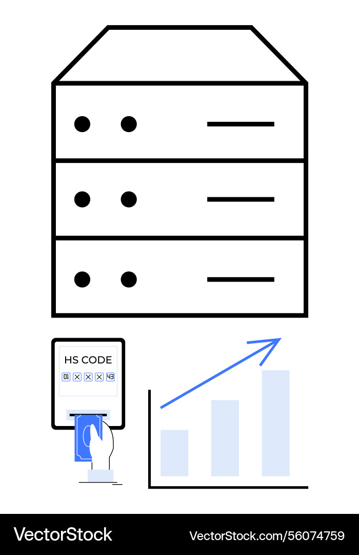Data storage system with hand scanning hs code Vector Image