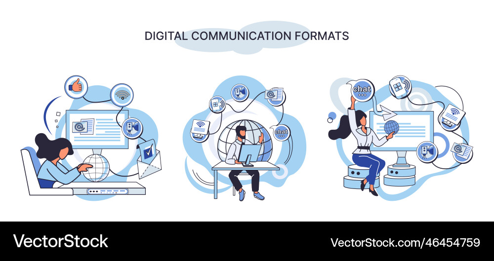 Digital communication formats metaphor content Digital communication formats metaphor content vector image