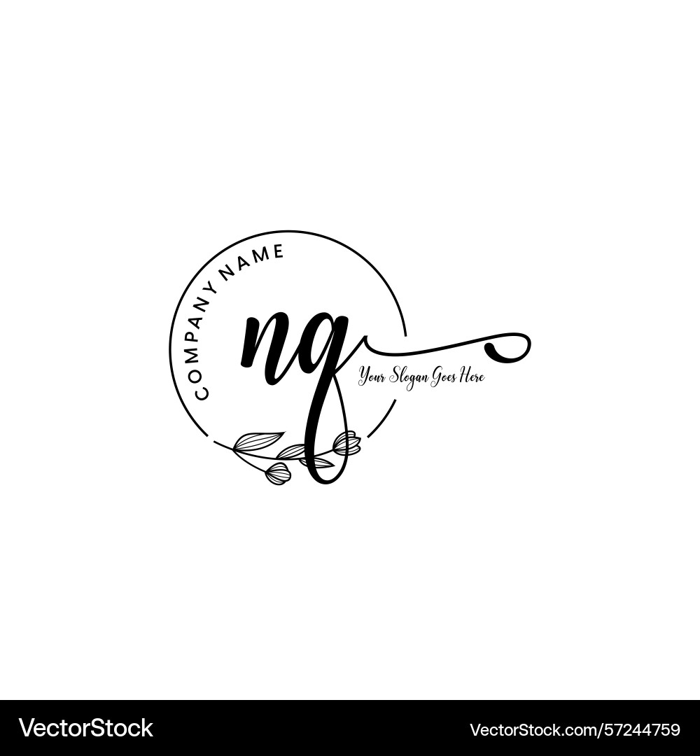 Elegant nq initial logo design with botanical Vector Image