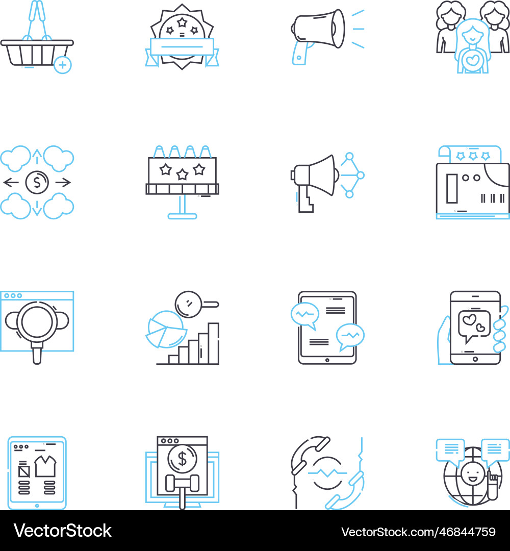 Email development linear icons set html Email development linear icons set html vector image