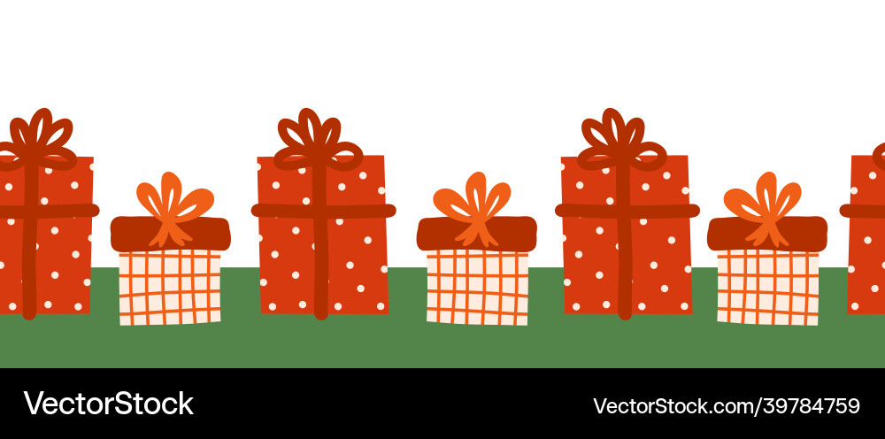 Gift boxes seamless border repeating Vector Image