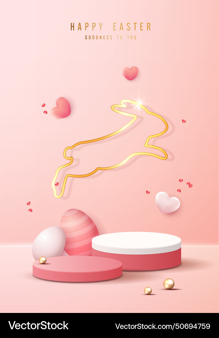 Happy easter pink background and paper art podium Happy easter pink background and paper art podium vector image