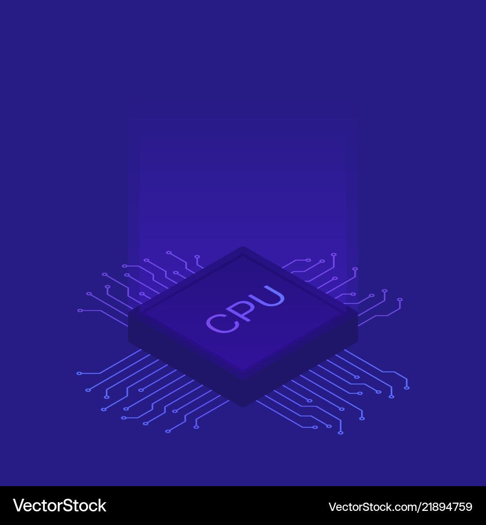 Isometric flat cpu gpu processor chip Isometric flat cpu gpu processor chip vector image