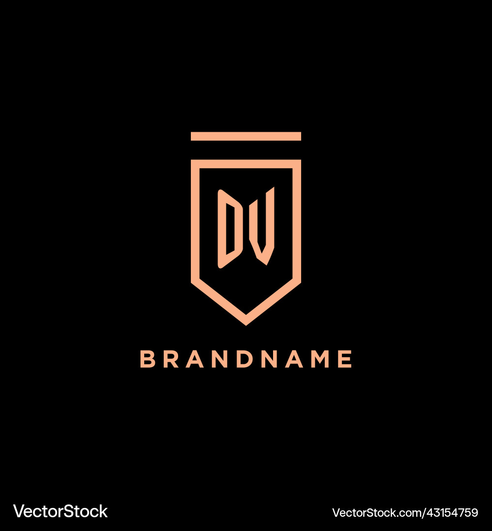 Ov monogram initial with shield logo design icon Vector Image