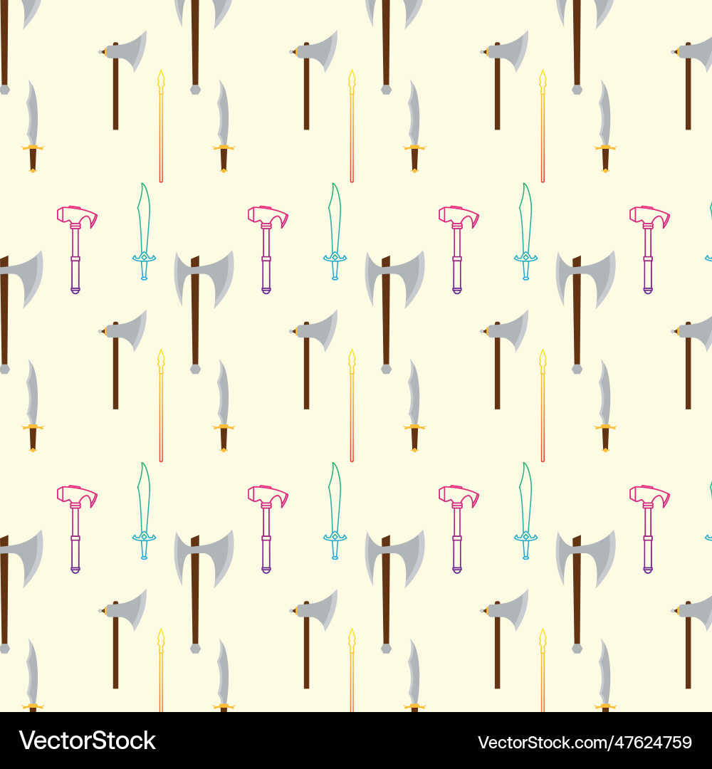 Seamless pattern background with medieval weapons vector image