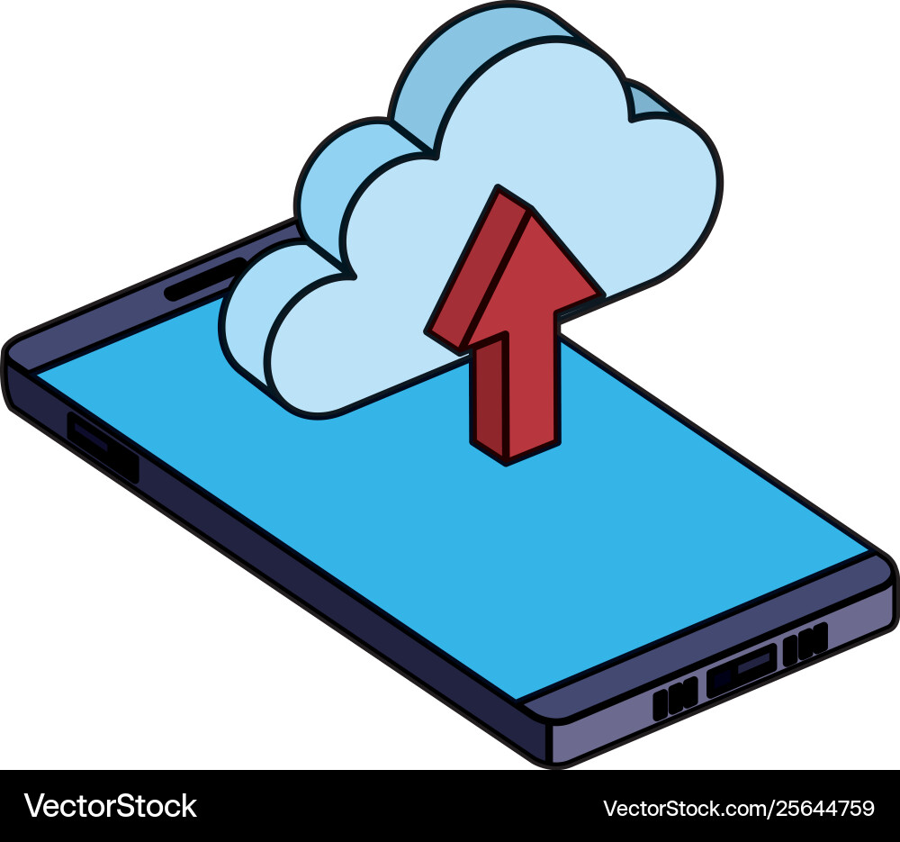 Smartphone with cloud computing and arrow upload Smartphone with cloud computing and arrow upload vector image
