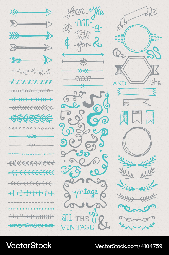 Vintage Hand Drawn Elements Royalty Free Vector Image