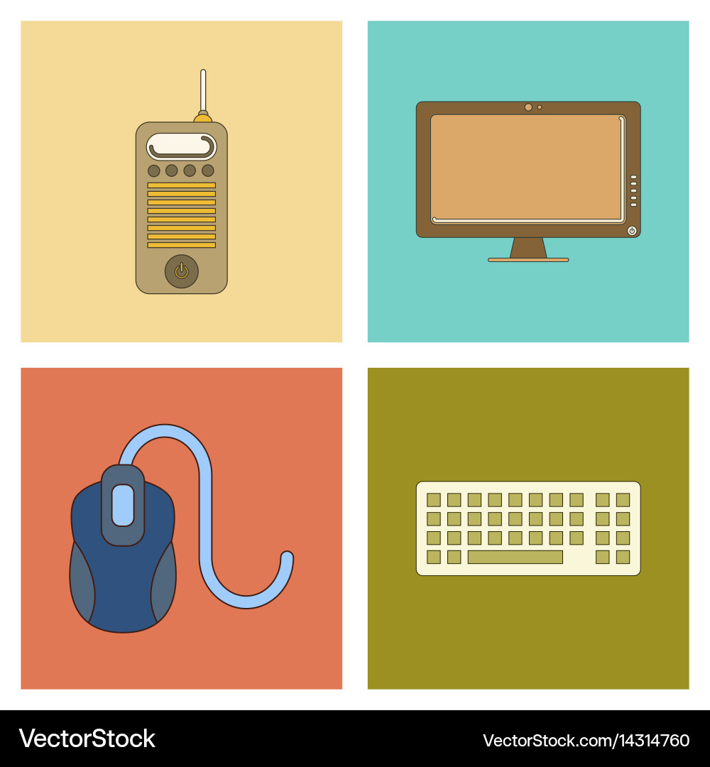 Assembly flat icon computer keyboard mouse monitor vector image