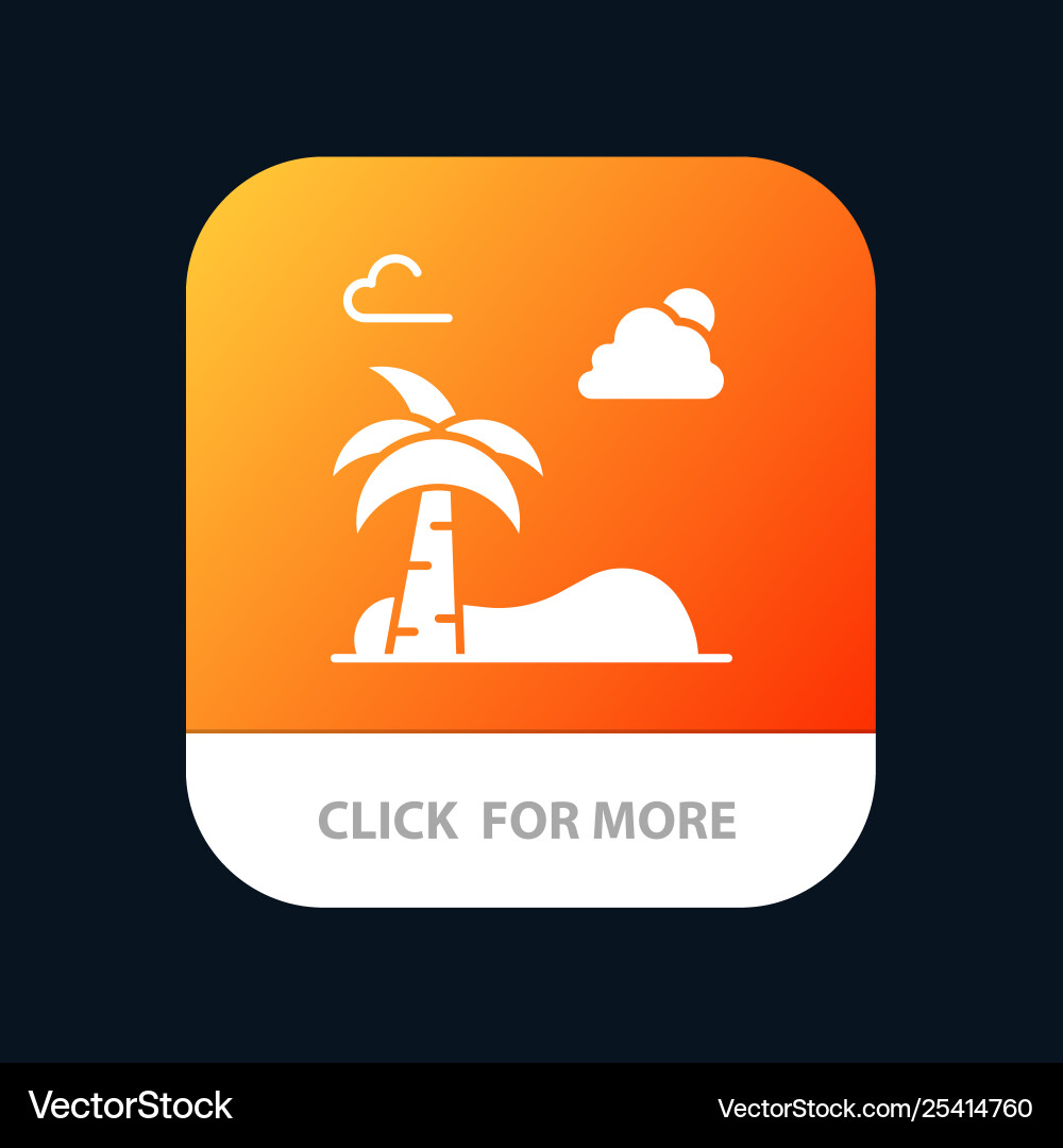 Beach palm tree spring mobile app button android vector image