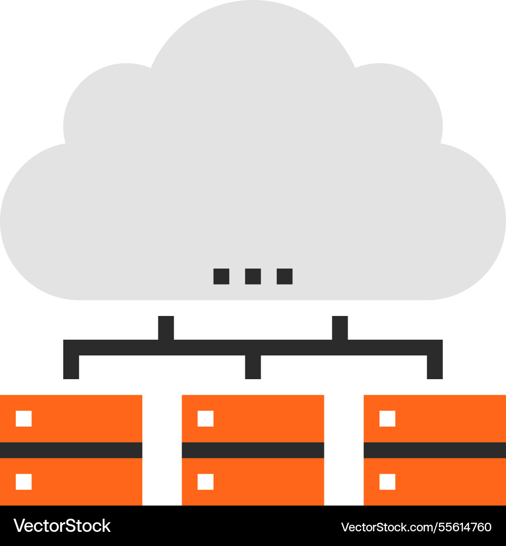 Distributed database flat line web icon concept Vector Image