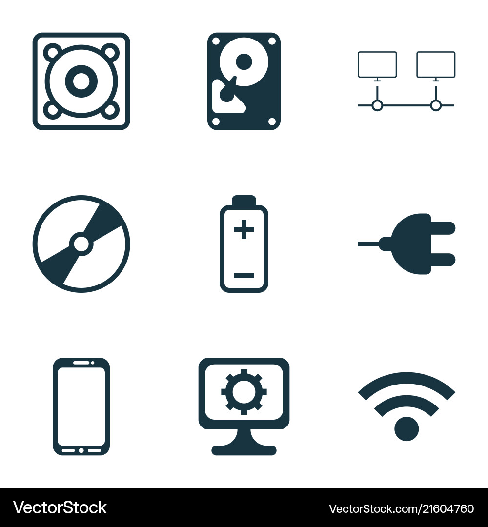Hardware icons set with mobile phone computer Hardware icons set with mobile phone computer vector image
