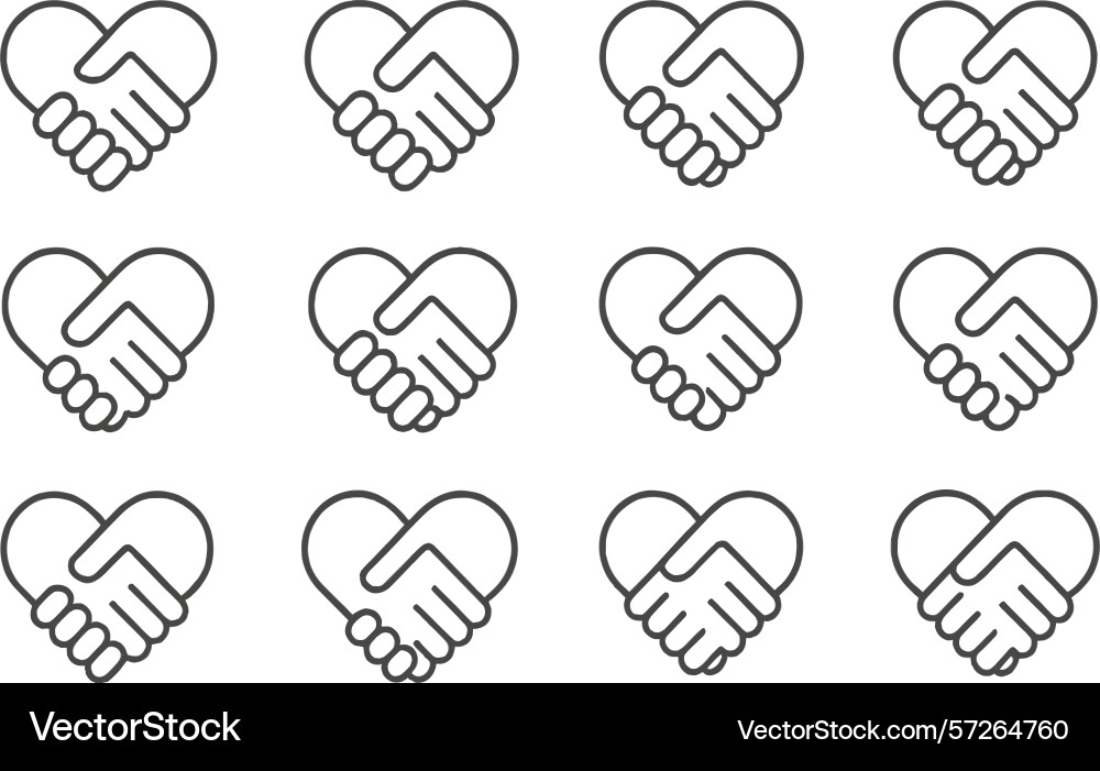 Heart shapes with hand gestures representing unity Heart shapes with hand gestures representing unity vector image