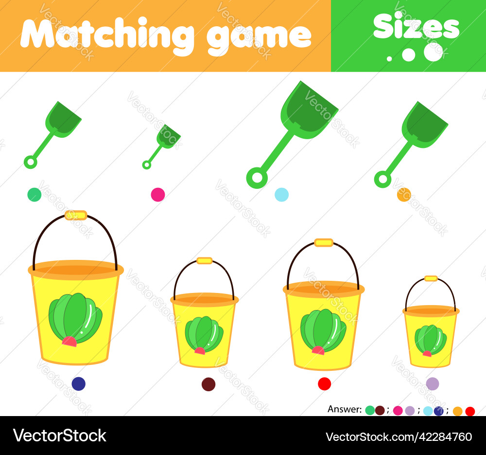 Kids Matching Game: Size & Shape Vector Image