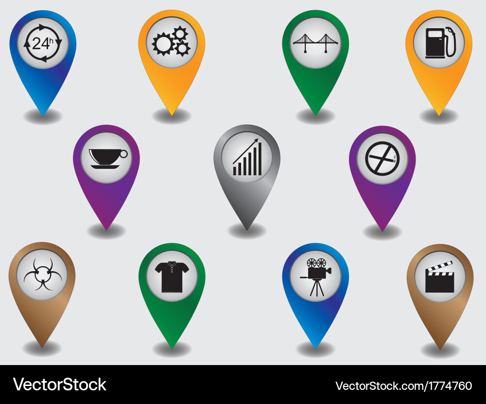 Pointers marking places and objects vector image