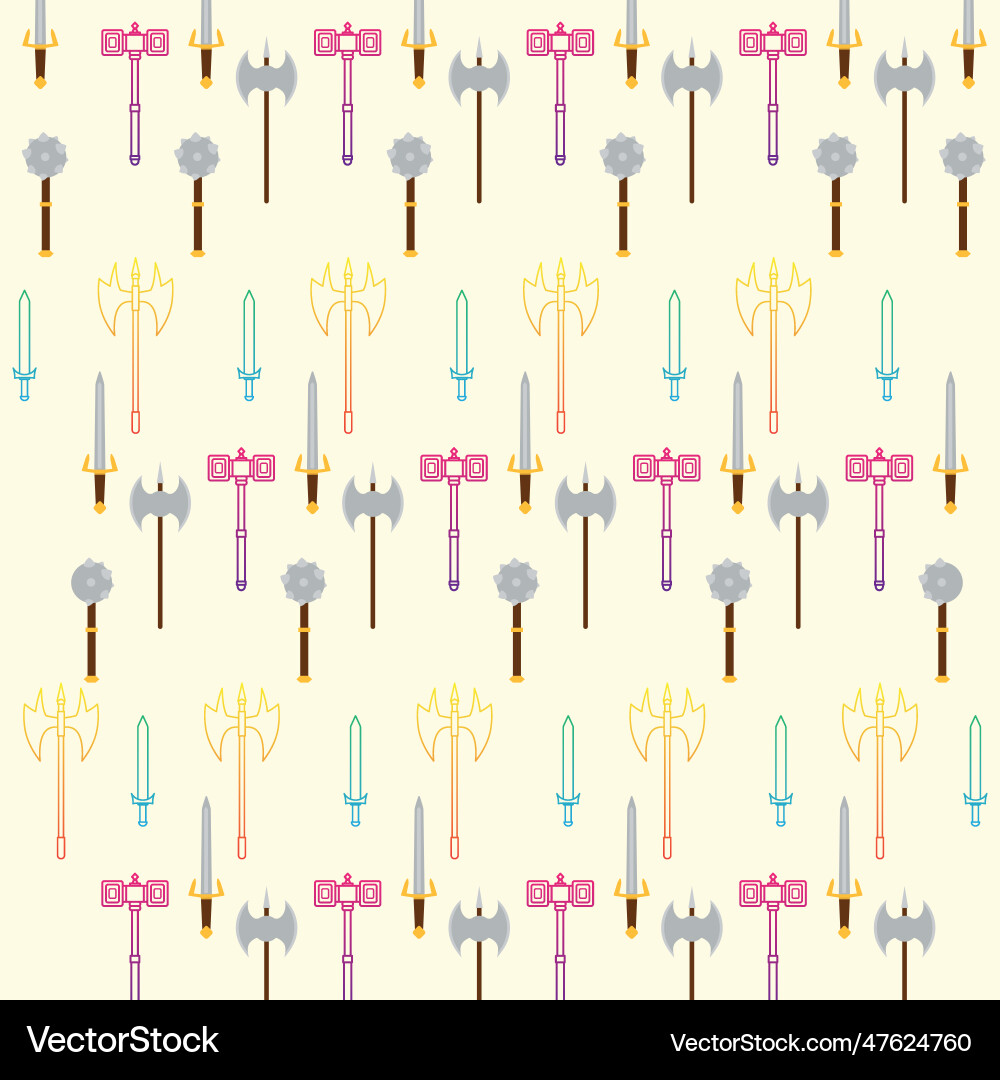 Seamless pattern background with medieval weapons Vector Image