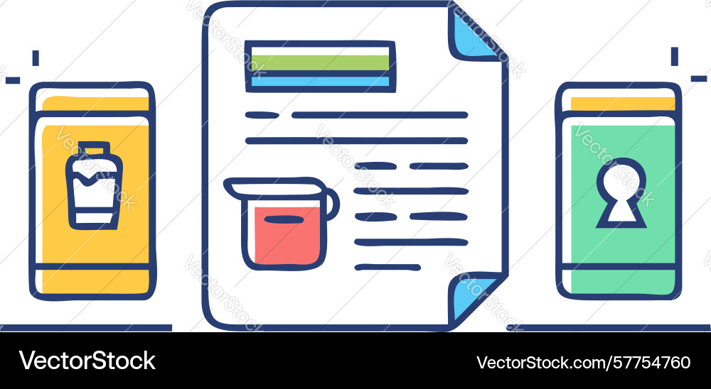 Secure mobile communication document encrypted Vector Image