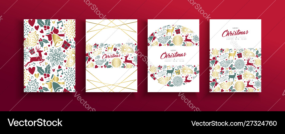 Year vintage holiday icon card set Year vintage holiday icon card set vector image