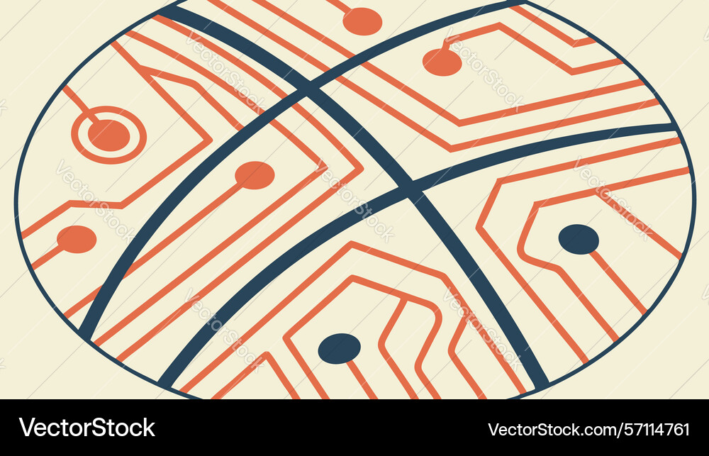 Abstract circuit sphere design generative ai vector image
