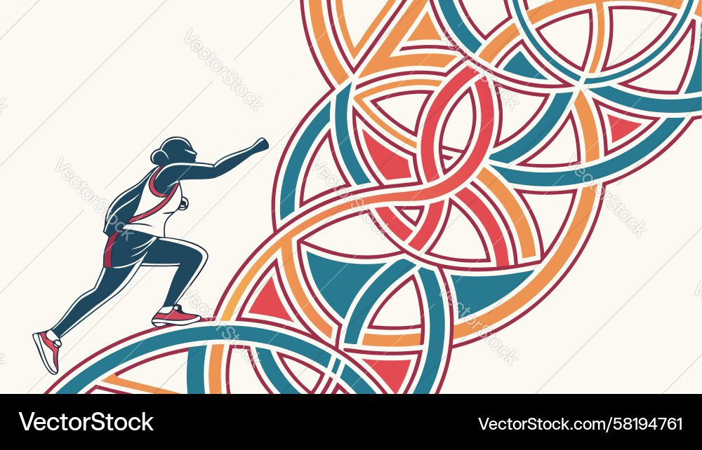 Abstract Runner on Flowing Path Vector Image