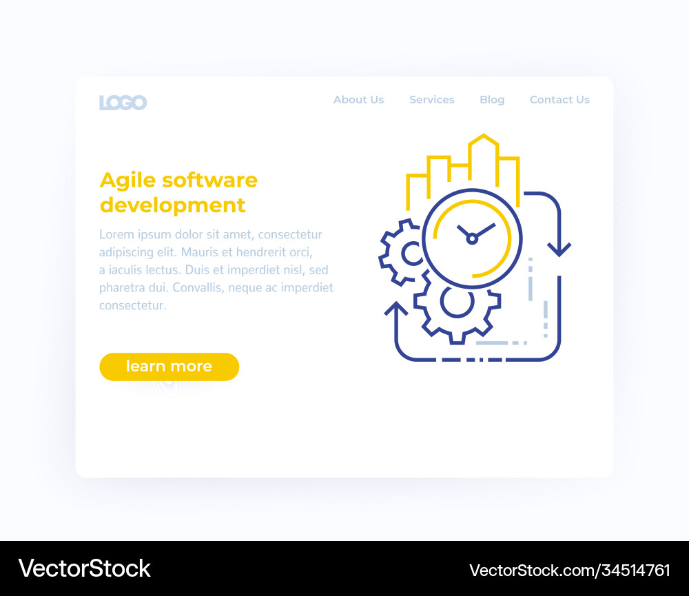 Agile software development website template vector image
