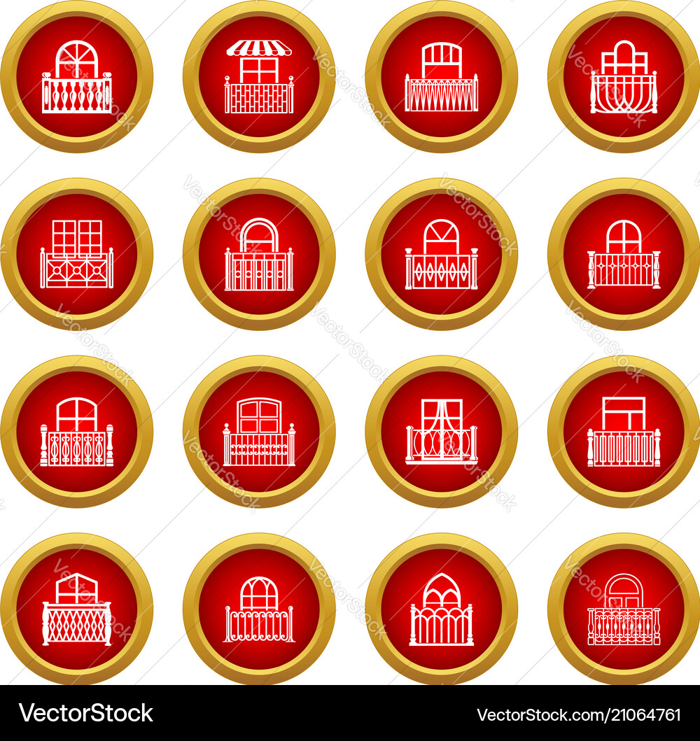 Balcony window icons set simple style Vector Image