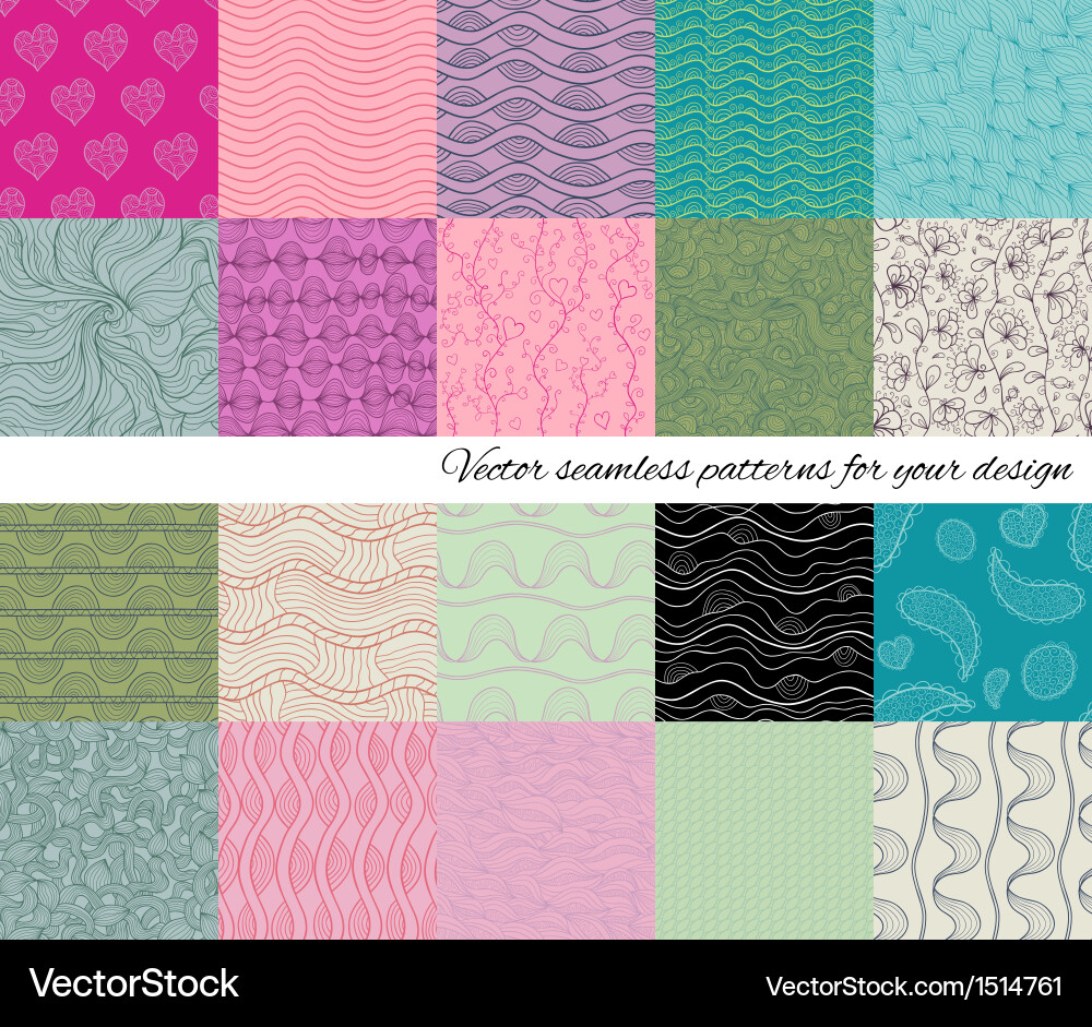Big collection of abstract seamless patterns vector image