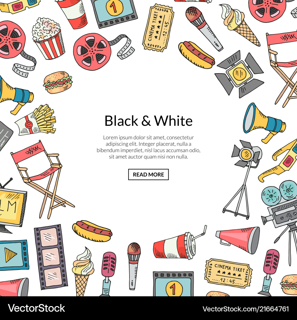 Cinema Doodle Icons - Film Background Vector Image