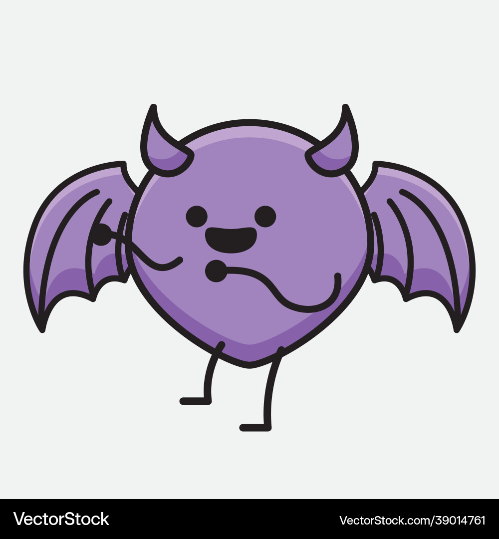 Devil bat character with cute face and simple Vector Image