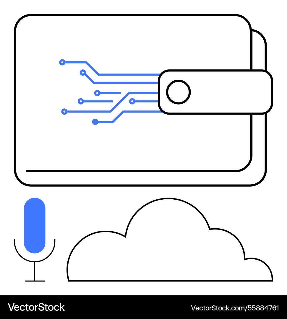 Digital wallet with circuit design cloud storage Digital wallet with circuit design cloud storage vector image