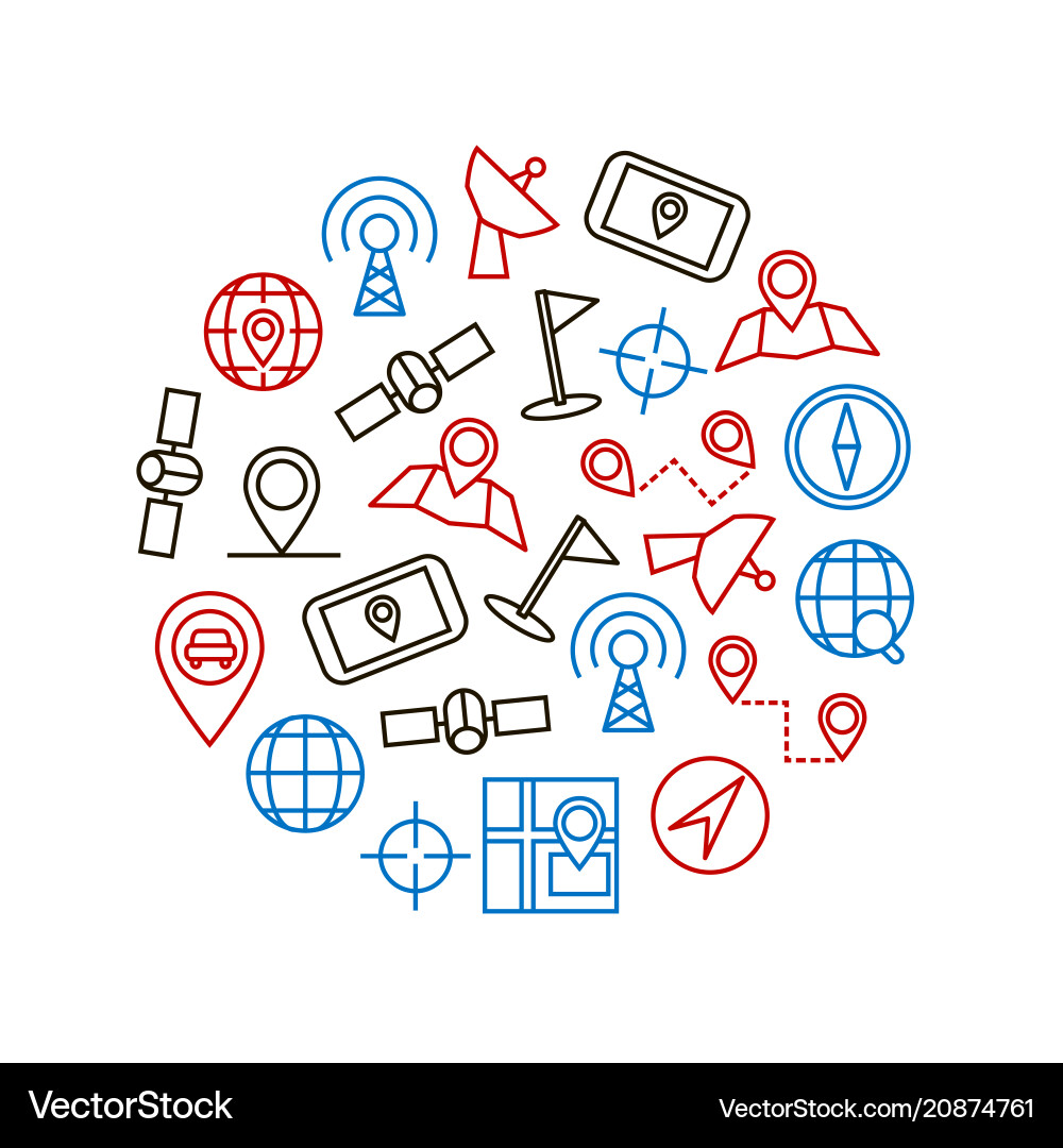 Geolocation navigation round design template Geolocation navigation round design template Vector Image
