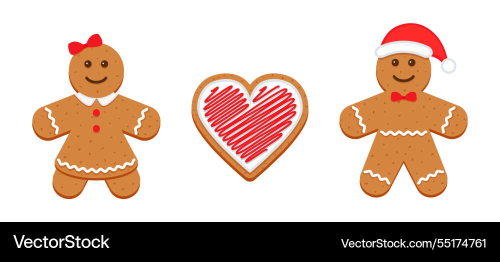 Gingerbread man and woman christmas cute cookies Gingerbread man and woman christmas cute cookies vector image