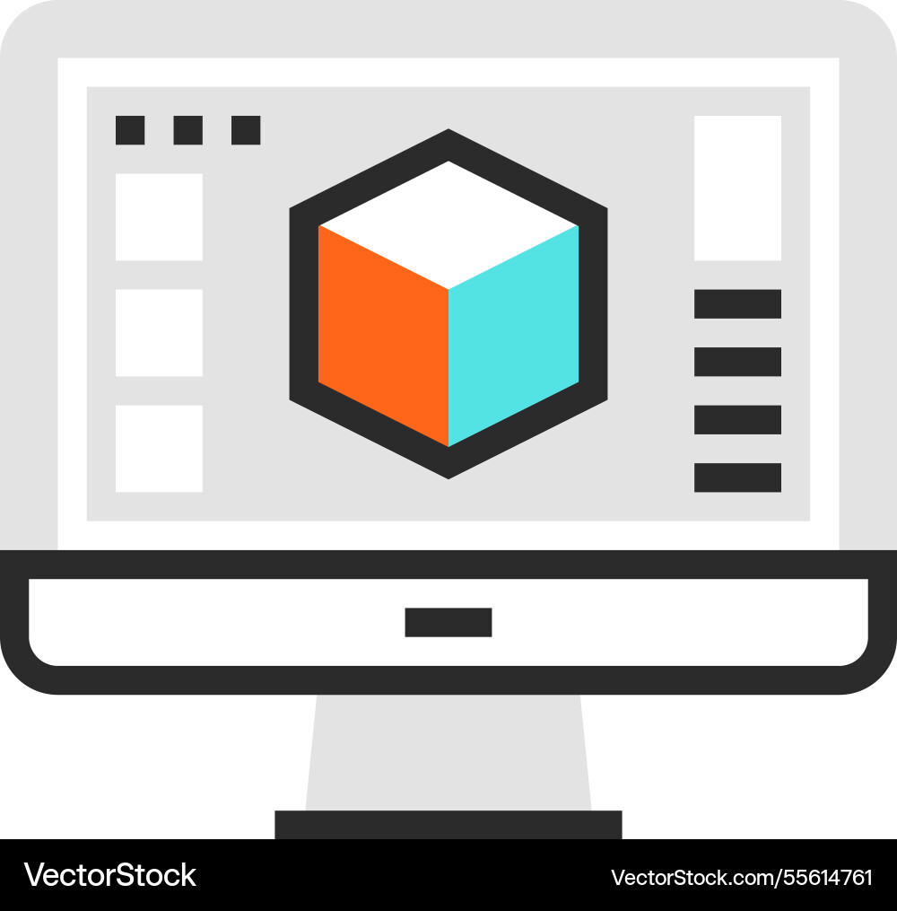 Graphics software flat line web icon concept Graphics software flat line web icon concept vector image